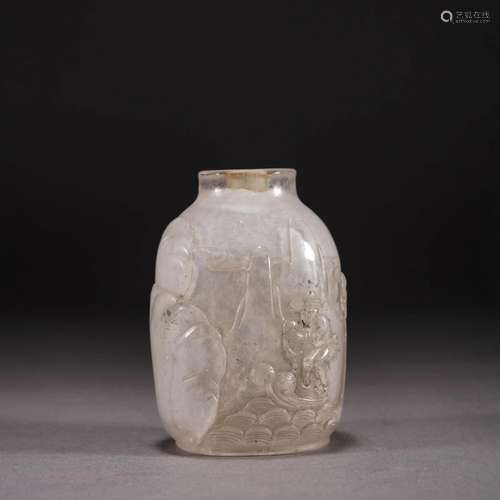 Carved Crystal Rock Immortal Snuff Bottle