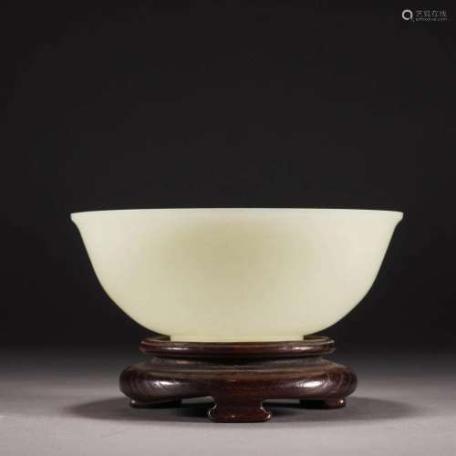 Carved White Jade Bowl