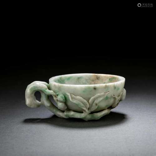 Carved Jadeite Peach-Form Cup