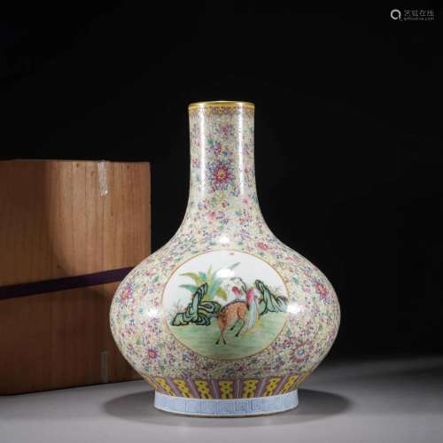 Famille Rose Figure Bottle Vase