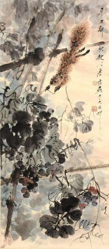 Tang Yun, Chinese Autumn Painting Paper Scroll