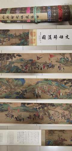 Qiu Ying, Chinese Figures Painting Silk Handscroll