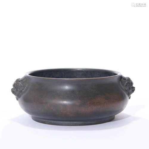 Bronze Double Lion-Eared Censer