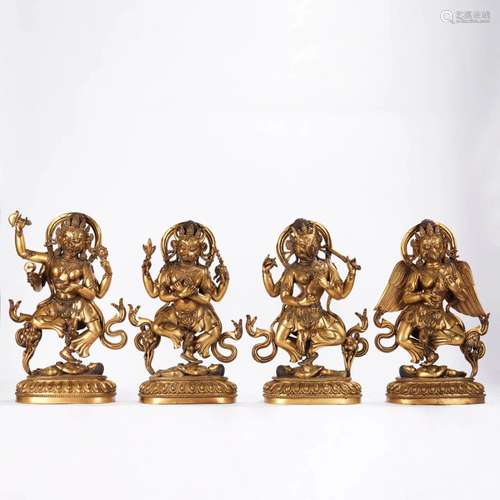 Set Of Gilt Bronze Figures Of Guardian