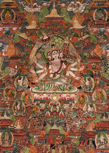 Thangka Of Eight-Armed Avalokitesvara