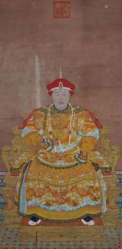 Lang Shining, Chinese Emperor Portrait Painting Scroll