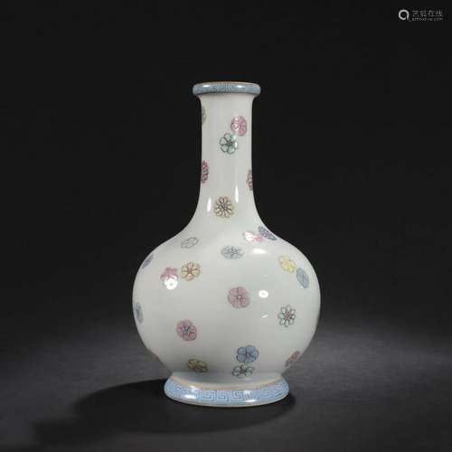 Famille Rose Floral Bottle Vase