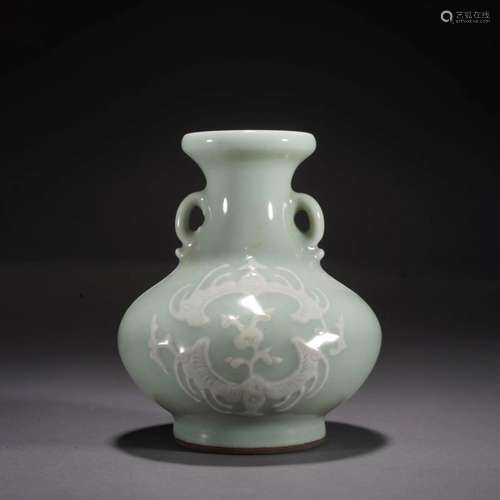 Celadon Glaze Bats Bottle Vase