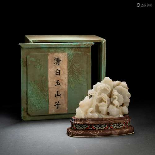 Carved Jade Crane And Pine Boulder