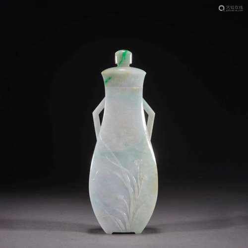 Carved Jadeite Orchid Vase And Cover