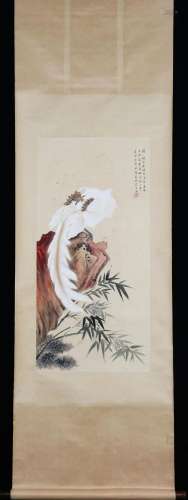 Pang Zuoyu, Chinese Phoenix Painting Paper Scroll