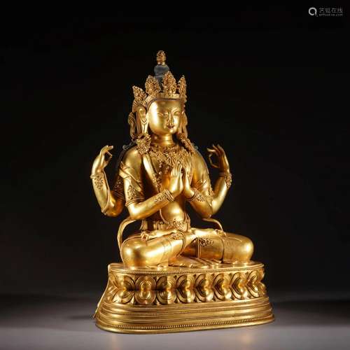 Gilt Bronze Figure Of Four-Armed Avalokitesvara