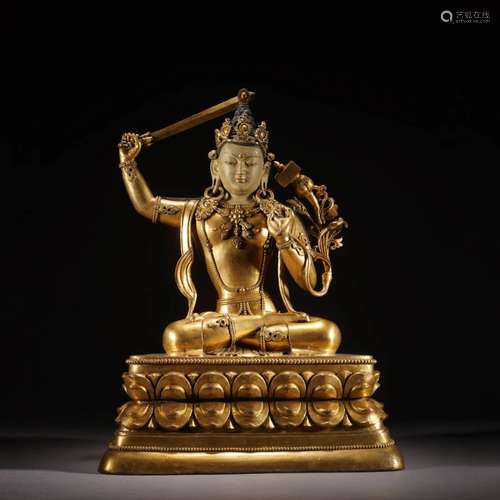 Gilt Bronze Figure Of Manjushri