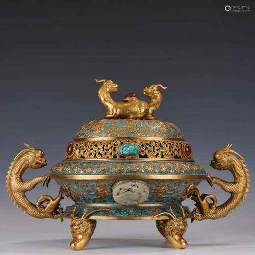 Cloisonne Enamel Dragon Censer