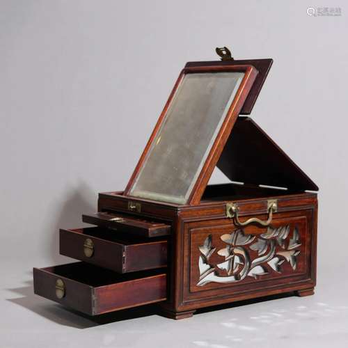 Mop-Inlaid Huali Wood Accessory Mirror And Box