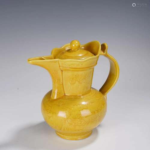 Yellow Glaze Monks Cap Jug