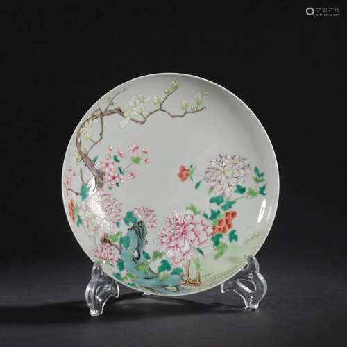 Famille Rose Peony Dish