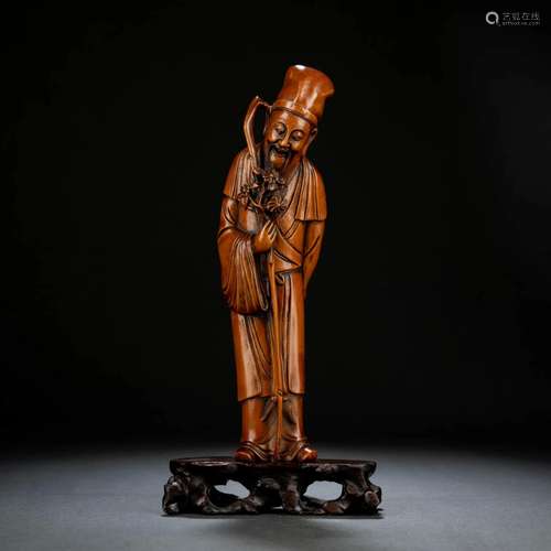 Carved Boxwood Figure Statue