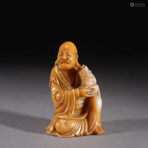 Carved Tianhuang Stone Arhat Statue