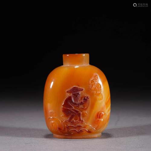 Carved Agate Figure Snuff Bottle