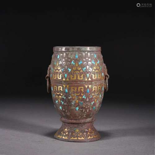 Silver And Gold Inlaying Bronze Vessel