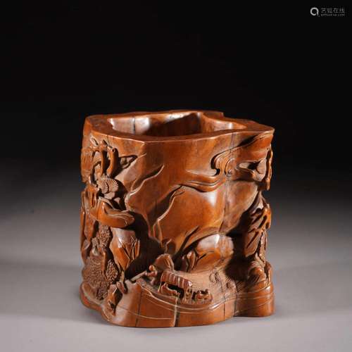 Carved Boxwood Brush Pot