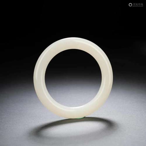 Carved White Jade Bangle