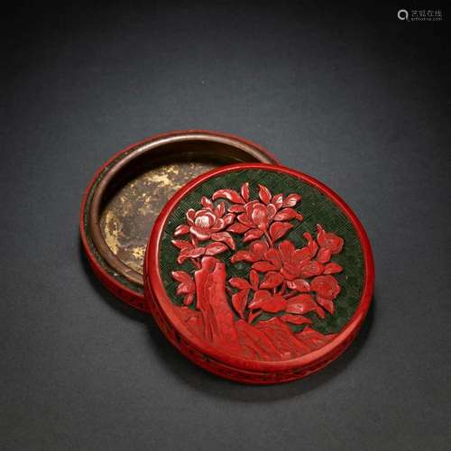 Carved Lacquerware Floral Box And Cover