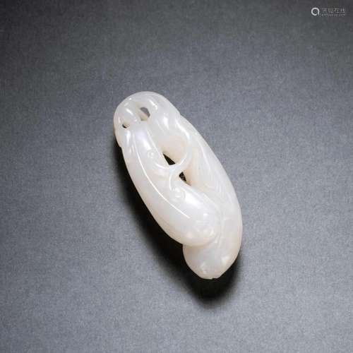 Carved White Jade Melon Ornament