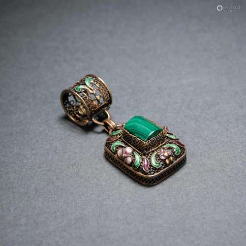 Enamel Filigree Malachite Pendant