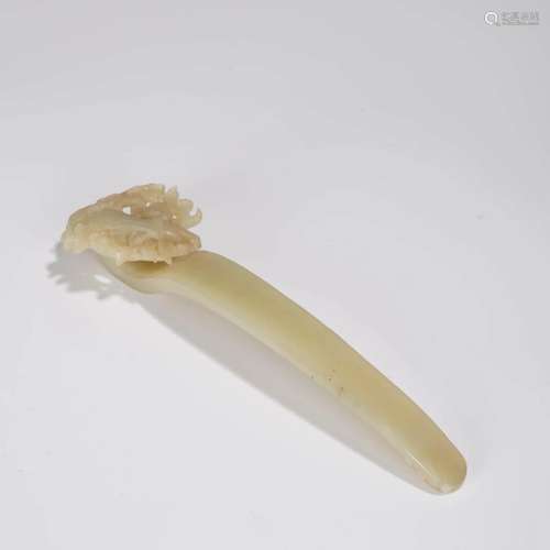 Carved White Jade Hairpin