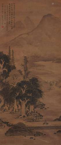 Wen Boren, Chinese Landscape Painting Scroll