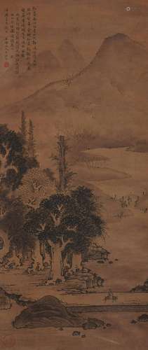 Wen Boren, Chinese Landscape Painting Scroll