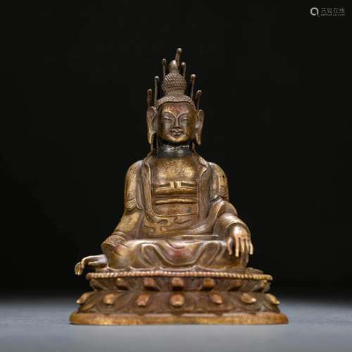 Bronze Figure Of Crowned Buddha