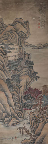 Dai Xi, ink landscape, paper vertical axis