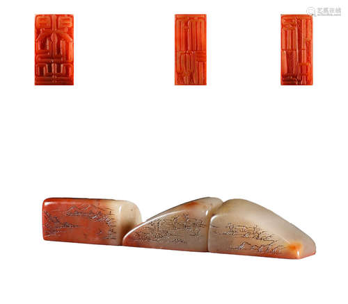 A group of Shoushan Furong stone seals in the Qing Dynasty