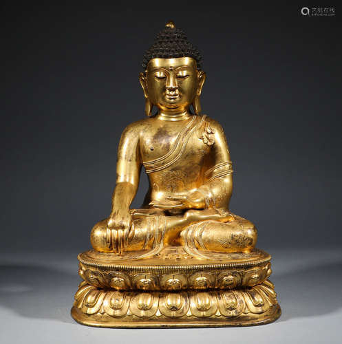 Ming Dynasty, bronze gilded eight treasures Buddha statue