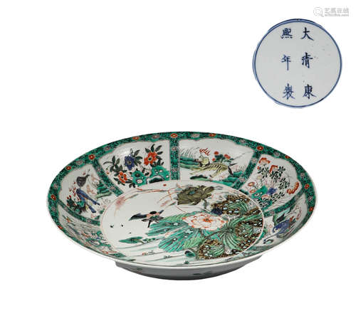 Colorful flower and bird pattern plate in Qing Dynasty