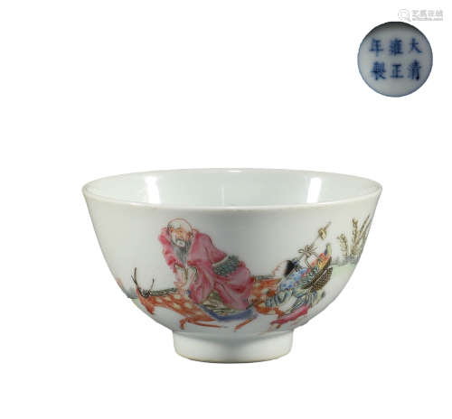 Qing Dynasty, pastel character story bowl
