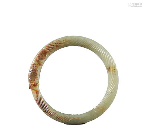 Ancient China, Hetian Yulong pattern twisted silk ring