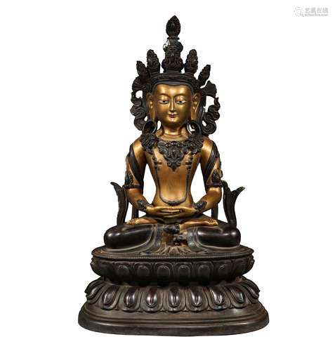 Qing Dynasty, liupin Buddha building, copper gilded mother