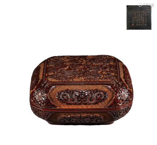 Qing Dynasty, carved red lacquer holding box