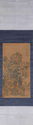 Wang Hui, ink landscape, silk scroll