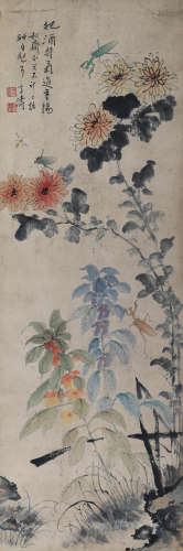 Wang Xuetao, ink flowers, paper vertical axis