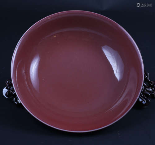 祭红釉纹碗
