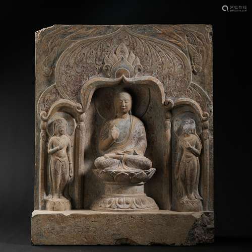 CHINESE NORTHERN WEI DYNASTY STONE BUDDHIST PLATE