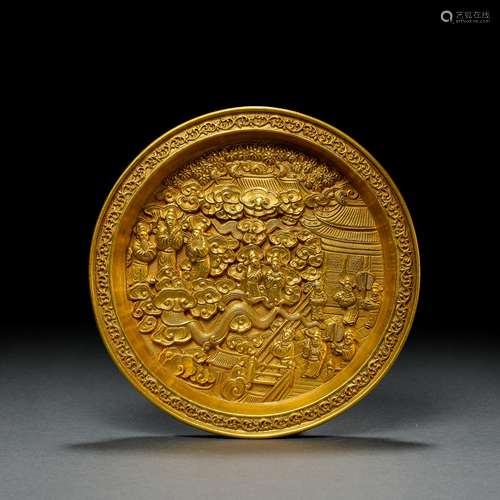 CHINESE TANG DYNASTY PURE GOLD PLATE