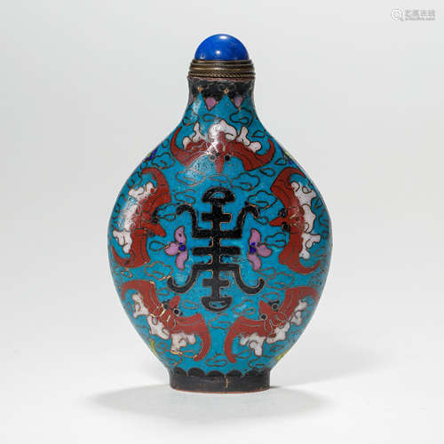 CHINESE QING DYNASTY CLOISONNE SNUFF BOTTLE