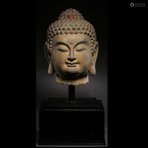 CHINESE TANG DYNASTY STONE CARVED BUDDHA HEAD