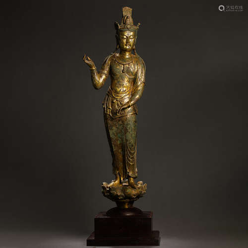 CHINESE GILT BRONZE DALI BUDDHA STANDING STATUE